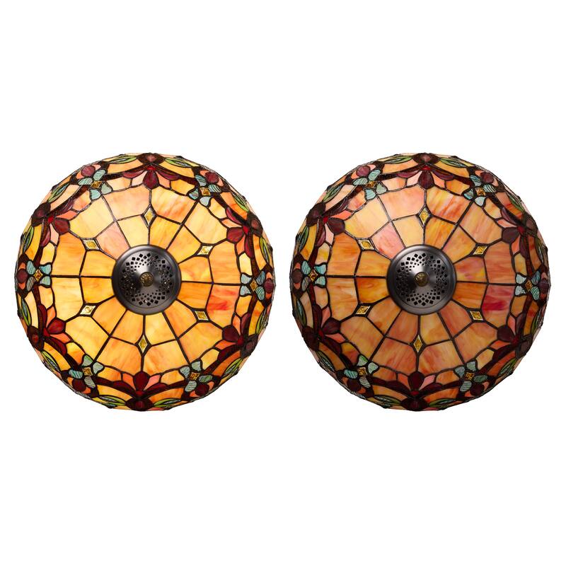 Winslow River of Goods Victorian Double Lit Stained Glass Dome Shade 24.5-Inch Table Lamp - 17.25" x 17.25" x 24.5"