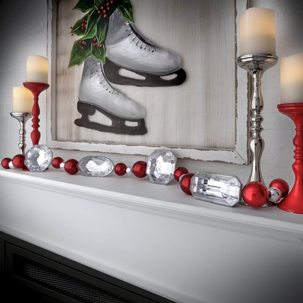 40" Christmas Jewels With Ball Ornament Garland - Red - 40