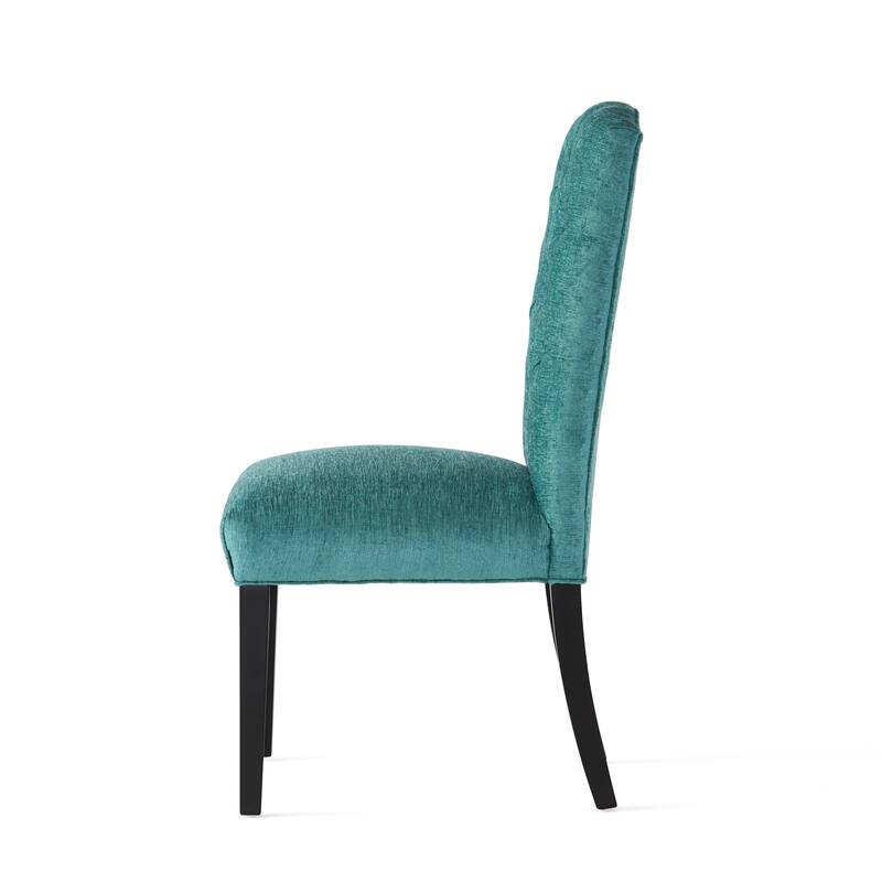 Modern Set of 2 Dining Chairs with Tufted Diamond-Stitched Backrest, Padded Seat, Solid Wood Legs for Dining Room, Living Room
