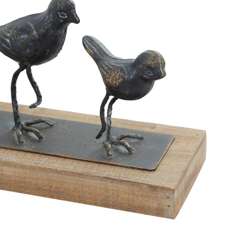 Grey Iron Farmhouse Sculpture Birds 7 x 18 x 4 - 18 x 4 x 7