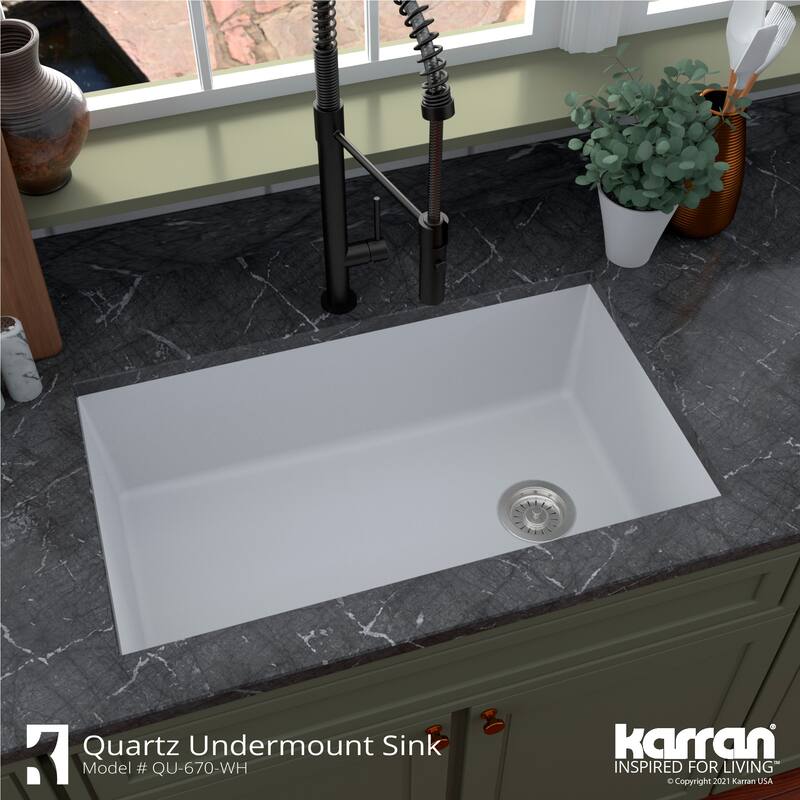 Karran Undermount Quartz 32 in. Single Bowl Kitchen Sink Kit