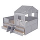 preview thumbnail 7 of 12, Full Size House Low Loft Bed