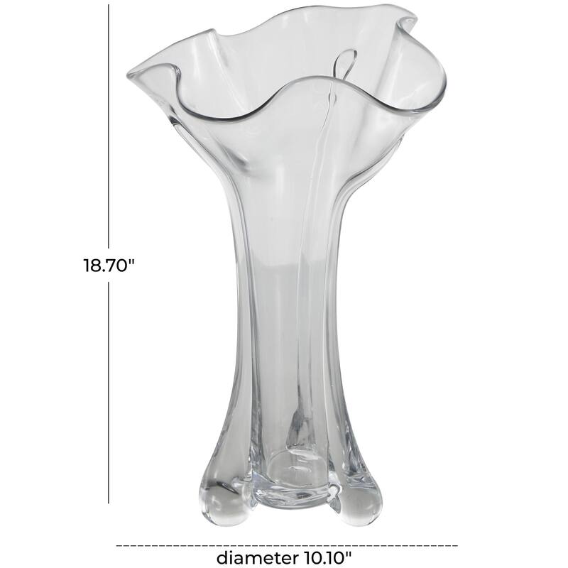 Glass Abstract Fluted Tulip Decorative Vase - Clear - Roche River Decor