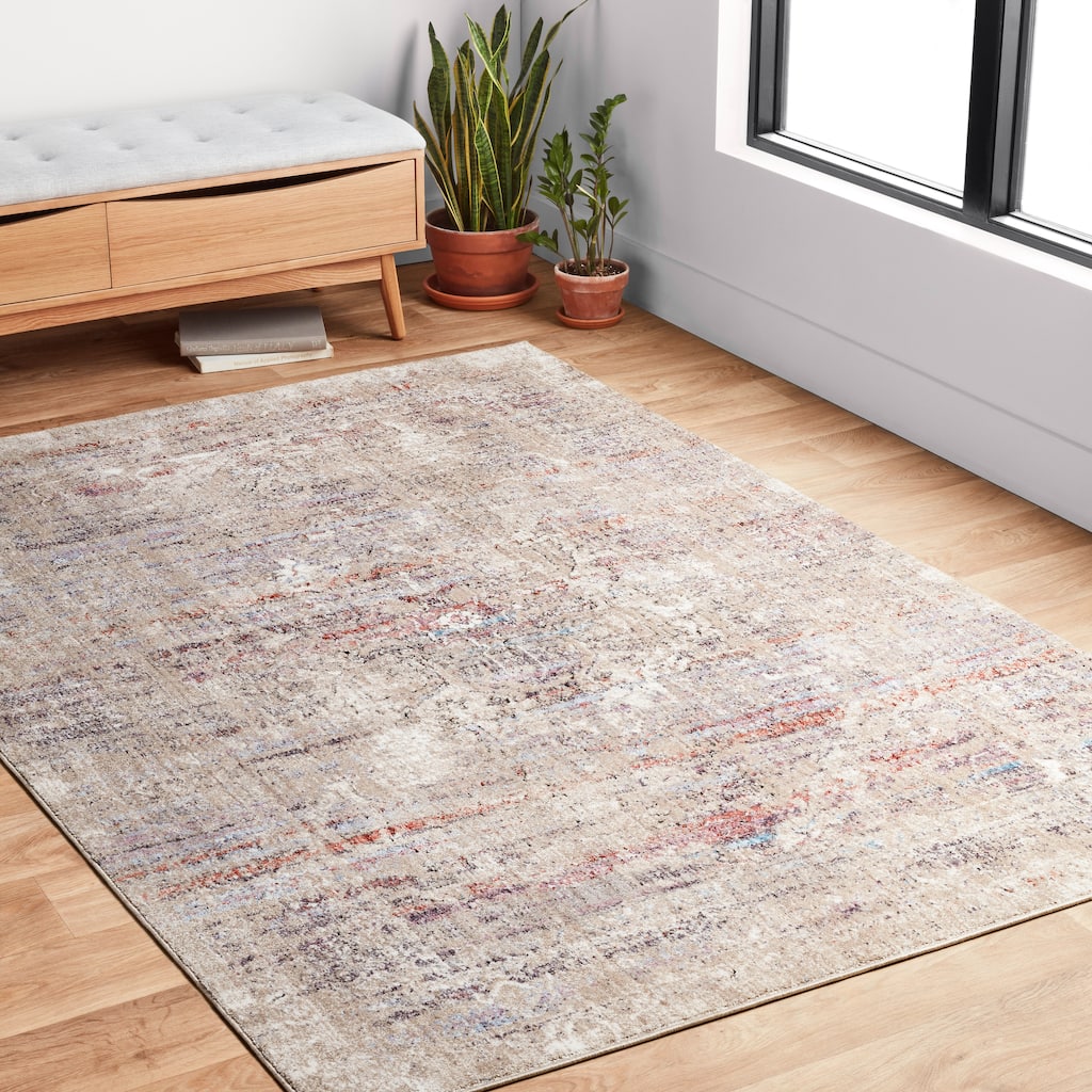 Alexander Home Adrian Distressed Abstract Transitional Area Rug