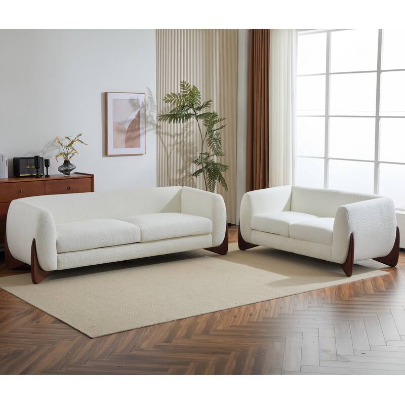 Arion Upholstered Boucle 2-Piece Living Room Sofa Set by Christopher Knight Home