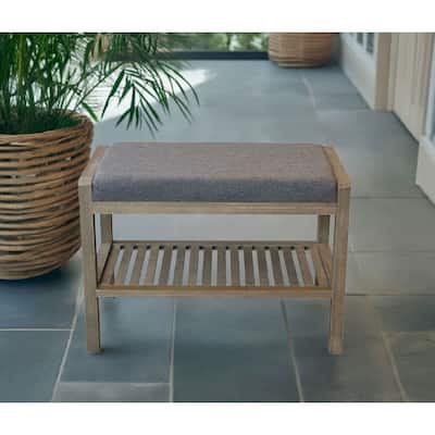 Ecostyle Solid Bamboo Padded Bench with Slatted Shelf