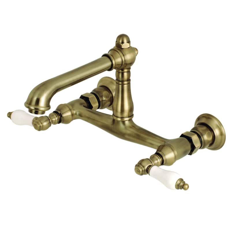 Kingston Brass English Country 1.2 GPM Wall Mounted Bridge Bathroom - Vintage Brass