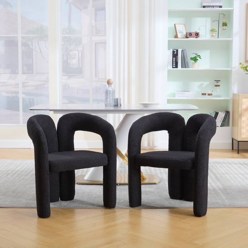 Velvet Fabric Upholstered Accent Chair Set of 2 - Black