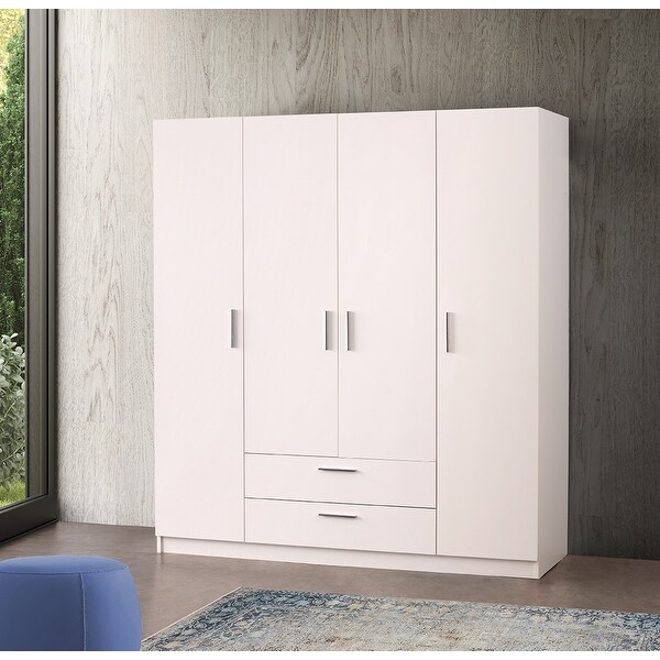 Lyon 53 Freestanding Wardrobe Cabinet Armoire White 3 door 53 wide
