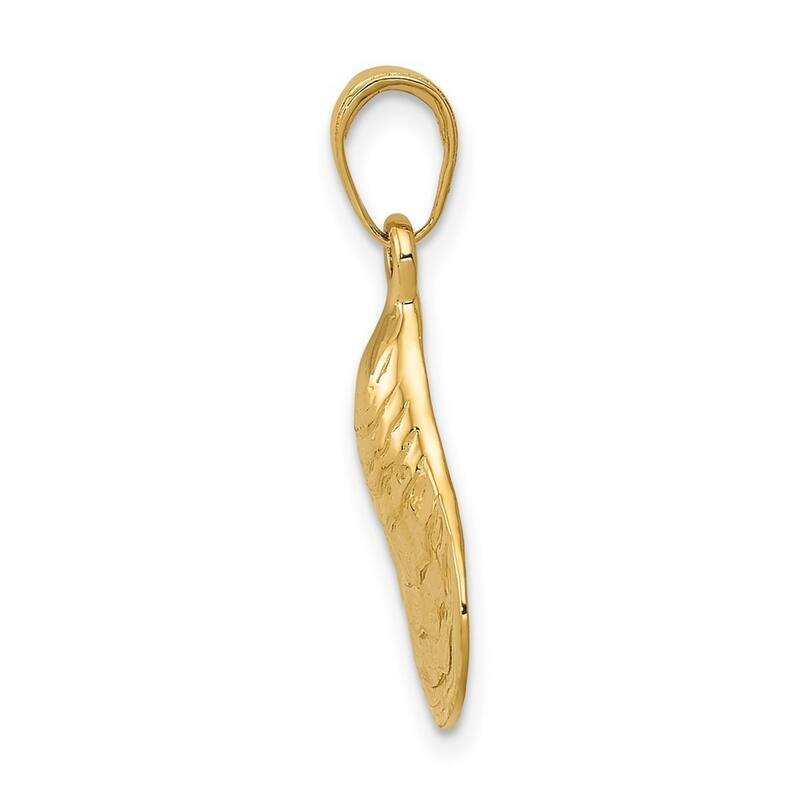 Curata 14k Yellow Gold 18" Solid Polished Oyster Shell Pendant Necklace - 24.5x13.3mm