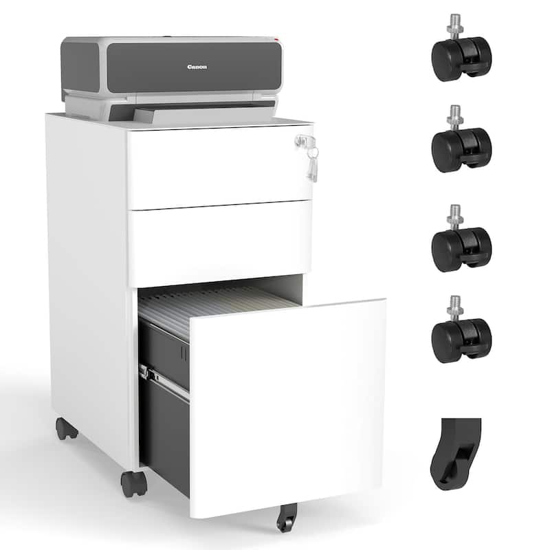 3-Drawer Mobile File Cabinet with Lock