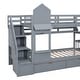 preview thumbnail 6 of 7, Twin over Twin Bunk Bed With 2 Drawers,3 Shelves and Slide,Sturdy Frame