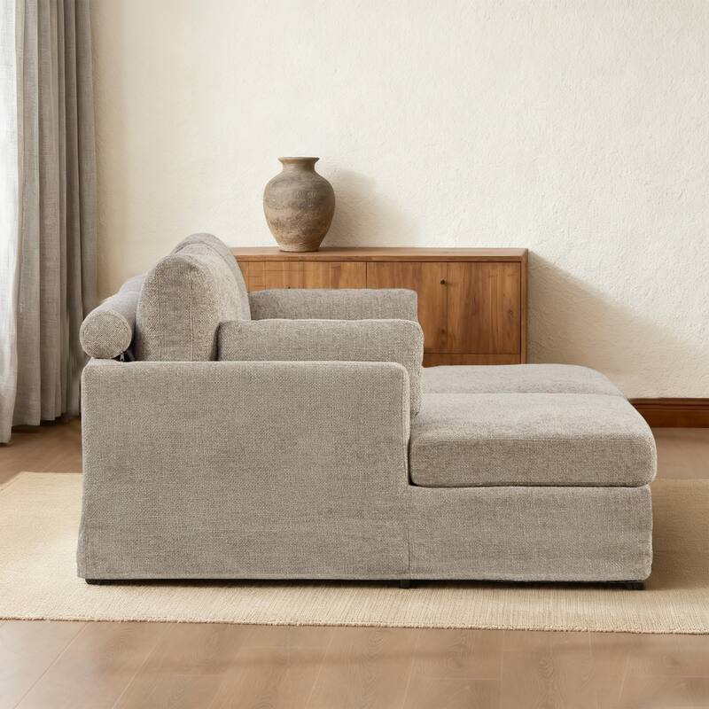 63.4"W Chenille Combination Sofa,Sofa Bed with Cushions & Metal Legs