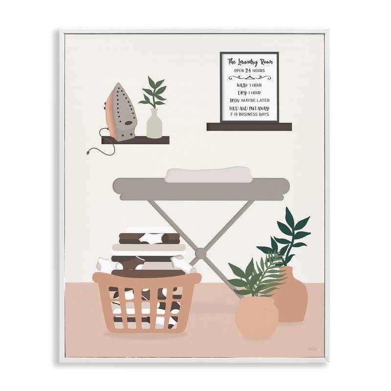 Stupell Laundry Rules Modern View Framed Giclee Art Design By Natalie Carpentieri - 11 x 14 - White