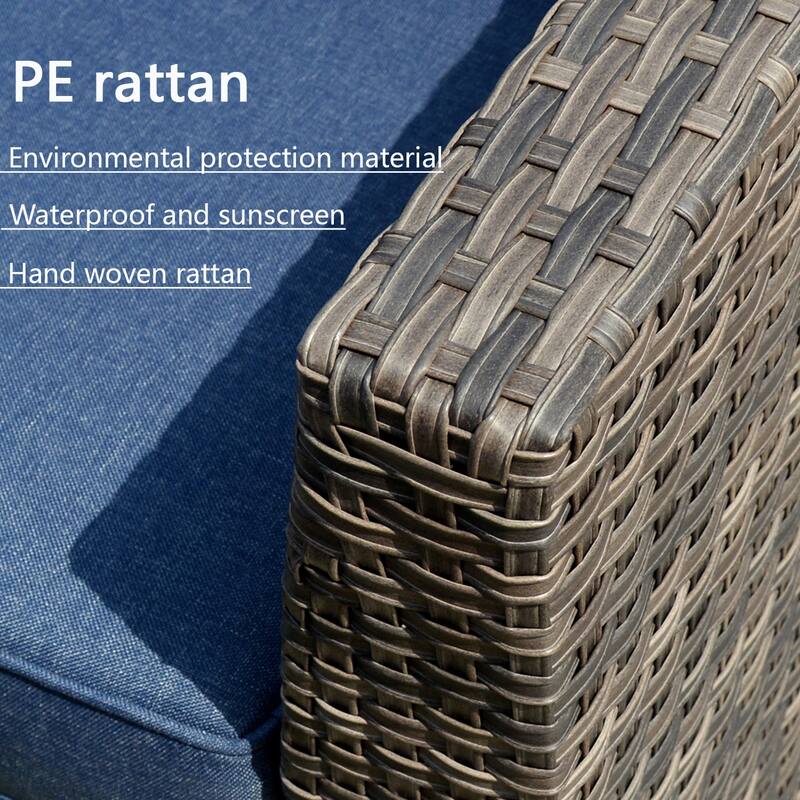 OVIOS Patio Furniture Deep Seat Wicker 9-piece Set