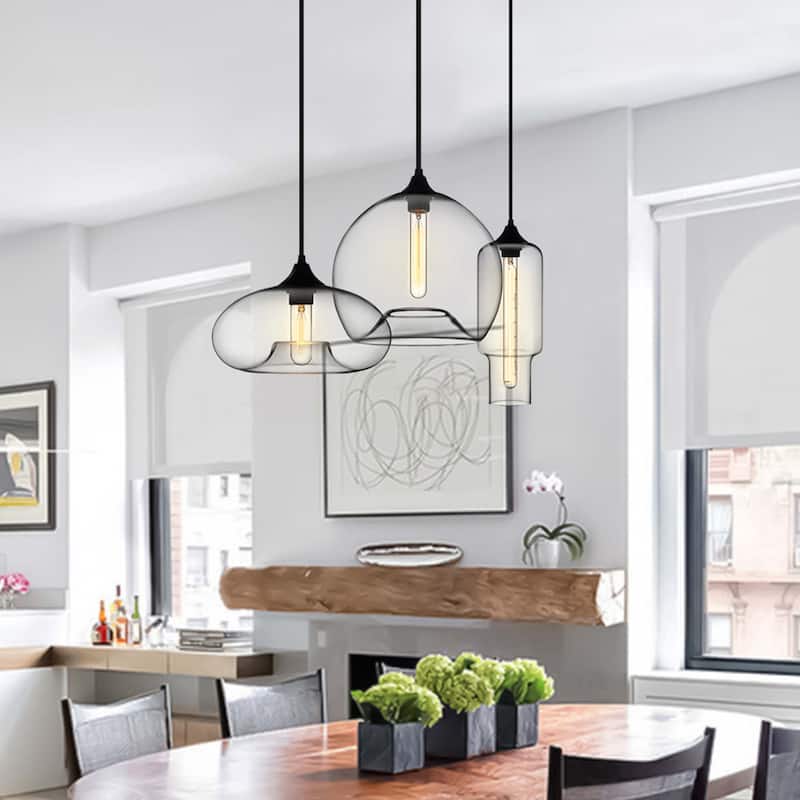 3-Light Modern Linear Cluster Clear Glass Globe Kitchen Island Pendant Light