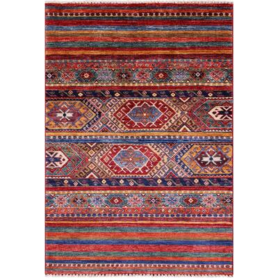 Golden Nile Khorjin Persian Gabbeh Hand Knotted Wool Rug - 3' 4" X 4' 10"