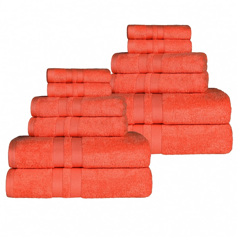 Superior Ultra-Soft Cotton Solid Quick-Drying 12 Piece Towel Set