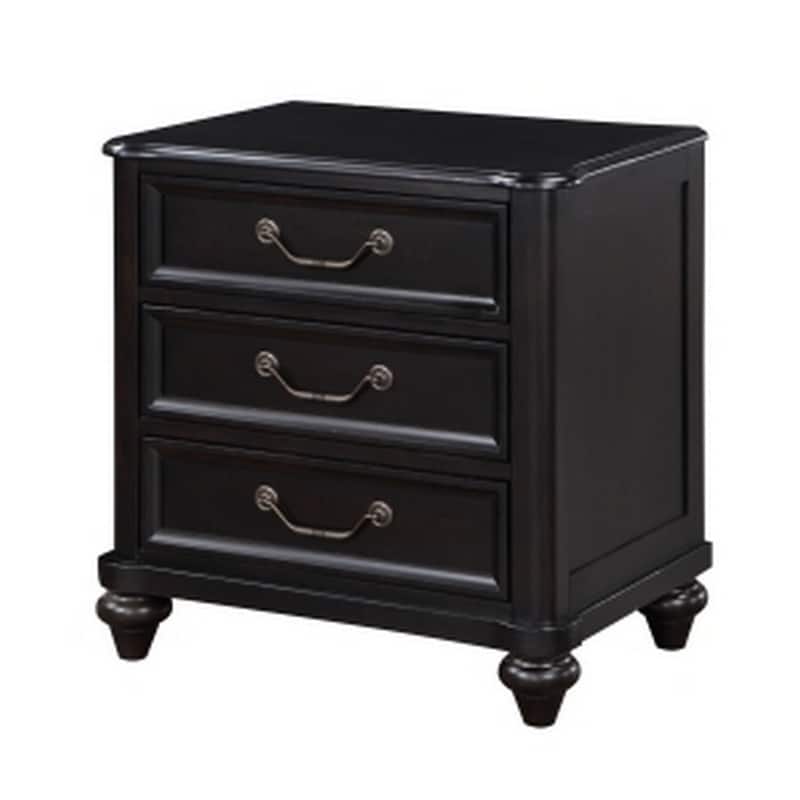 Black 3 Drawer 17 in. W Nightstand with Sturdy Hardware and Ample Storage