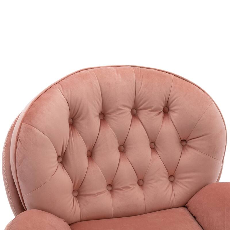 Velvet Upholstered Accent Chair with Ottoman and Metal Legs for Living Room