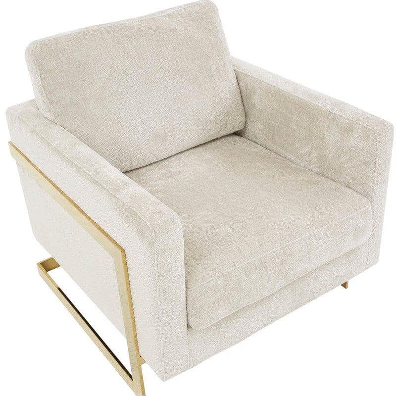 Lincoln Sofa Upholstered Boucle Accent Single Seater Arm Chair with Gold Stainless Steel Frame for Bedroom Living Room