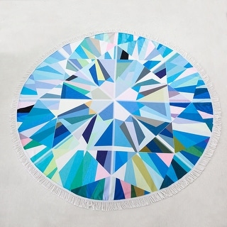 61" Psychedelic Geometry Round Beach Towel With Cotton Fringes - 61 Inches