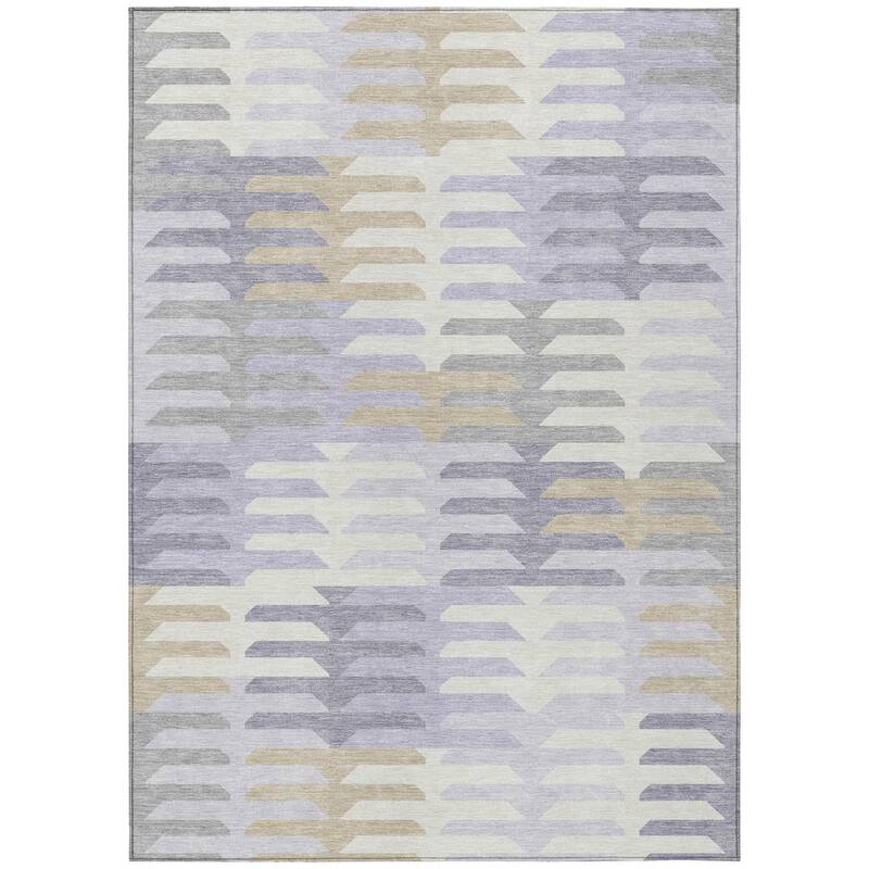 Machine Washable Indoor/ Outdoor Modern Stacks Chantille Rug