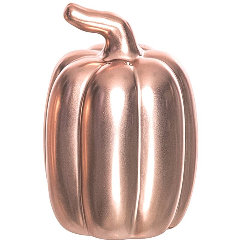 Transpac Dolomite 3.75 in. Gold Harvest Metallic Pumpkins Salt and Pepper Shakers Set of 2