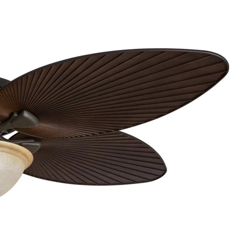 52" Honeywell Palm Island Bronze Indoor/Outdoor Ceiling Fan with Light, Pull Chain, 5 Palm Leaf Blades