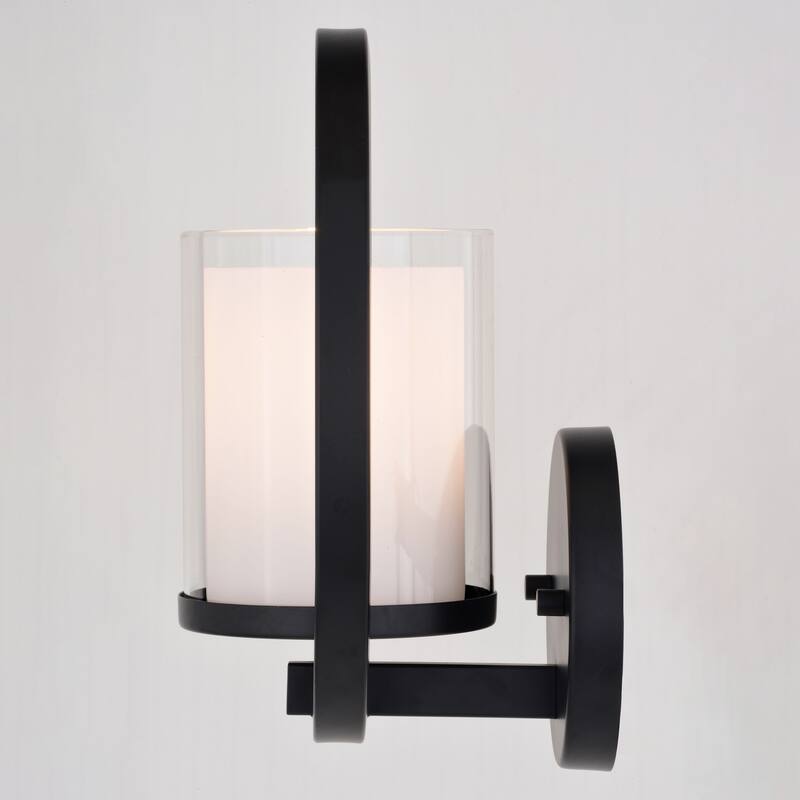 Princeton 1 Light Black Transitional Wall Sconce White Glass - 8-in W x 11-in H x 6.5-in D