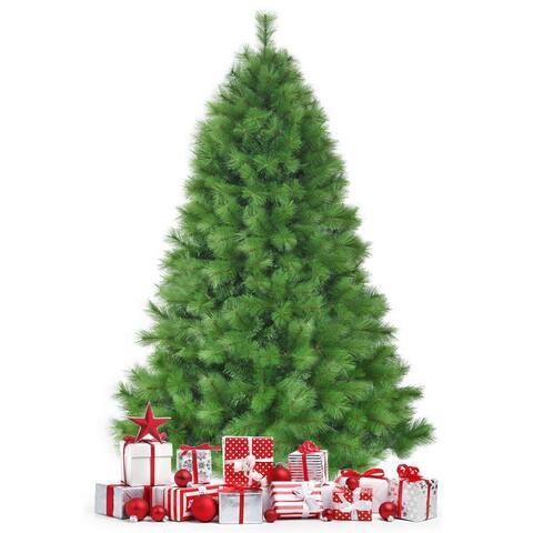 7 ft Hinged Artificial Christmas Tree Holiday Decoration with Stand - 7 ft