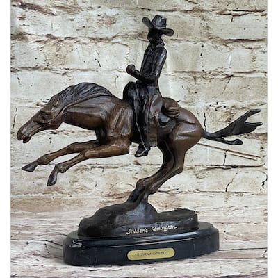Ranger By Frederic Remington Cowboy On Horseback Bronze Sculpture Statue Country Western Art 9 Inches X 8 Inches