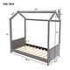 preview thumbnail 15 of 14, Twin Size Velvet House Bed Wood Bed With Strips on Headboard,Sturdy Construction For Bedroom