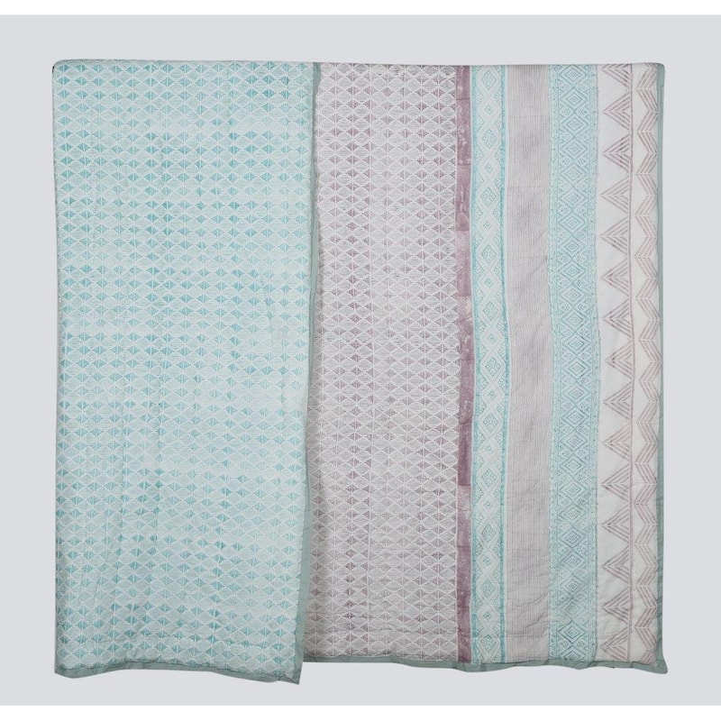 Timbergirl cotton handprinted purple quilt with 2 shams