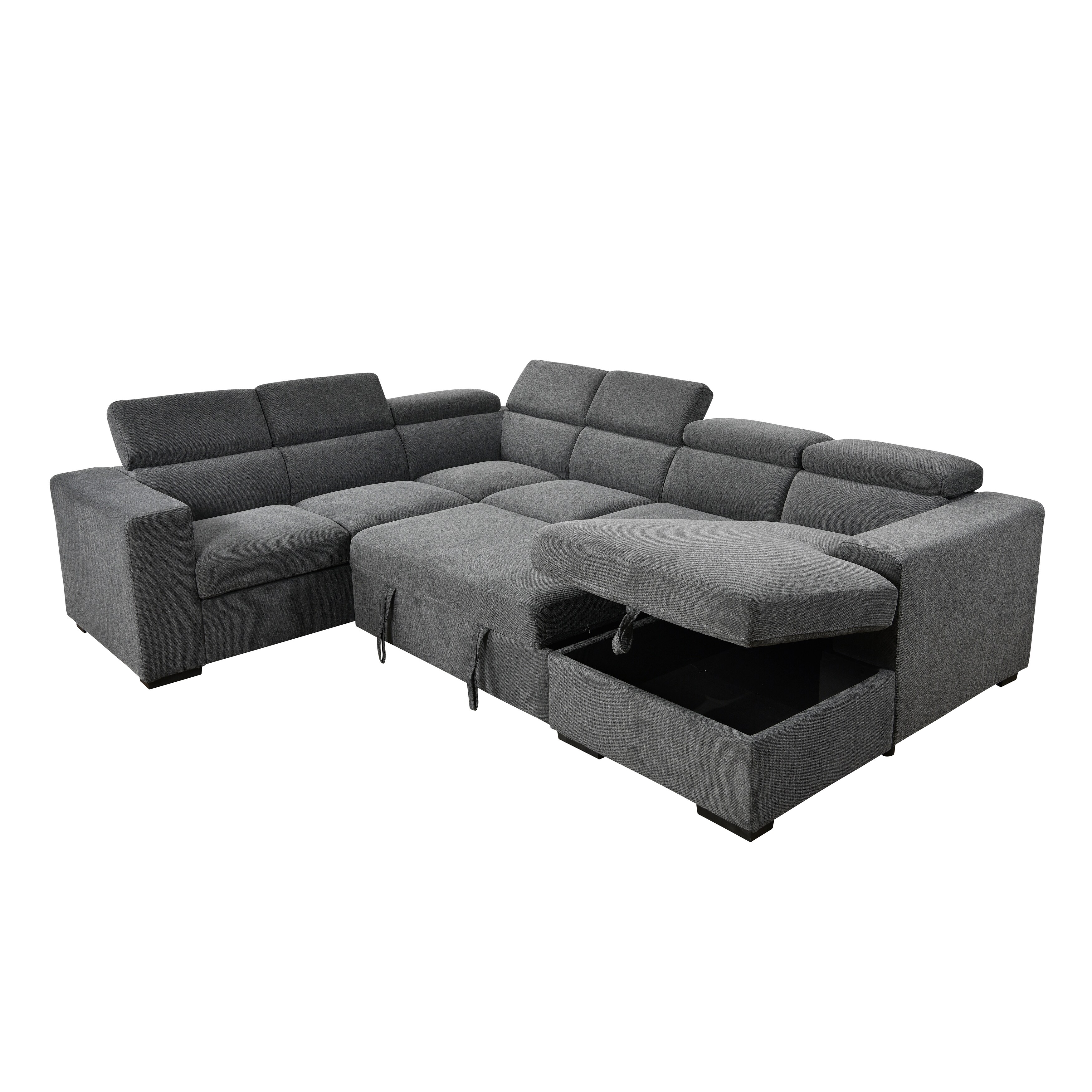 Belffin Oversized U Shaped Sectional Couch For Living Room. Modular Sofa Set With Storage Ottoman, 10 Seater Sofa With Cup Holder. Dark Gray Couch