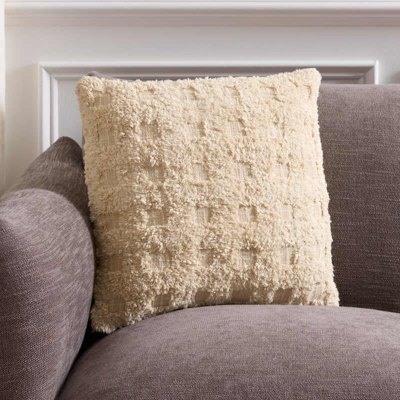 SAFAVIEH Home Niki 18-inch Square Natural Cotton Decorative Throw Pillow