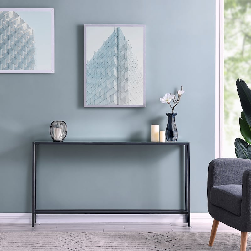SEI Furniture Veda Grey Mirrored-top Console Table