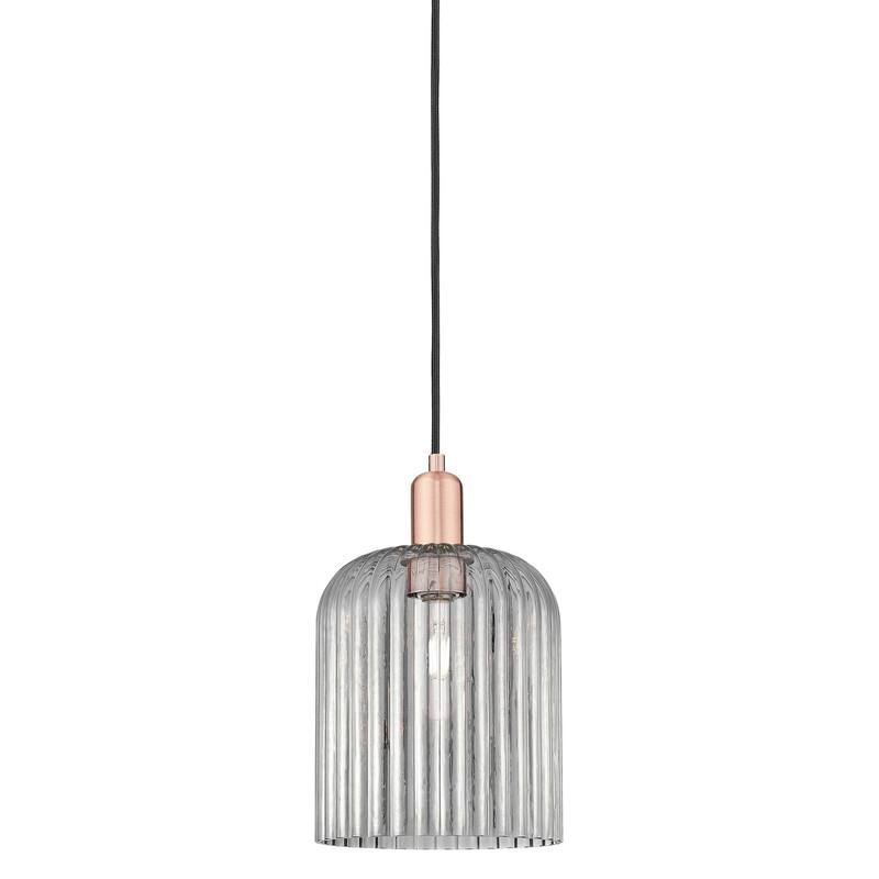 Innovations Lighting 716-1P-14-8 Bridal Veil Pendant Bridal Veil 8" - Antique Copper / Light Smoke