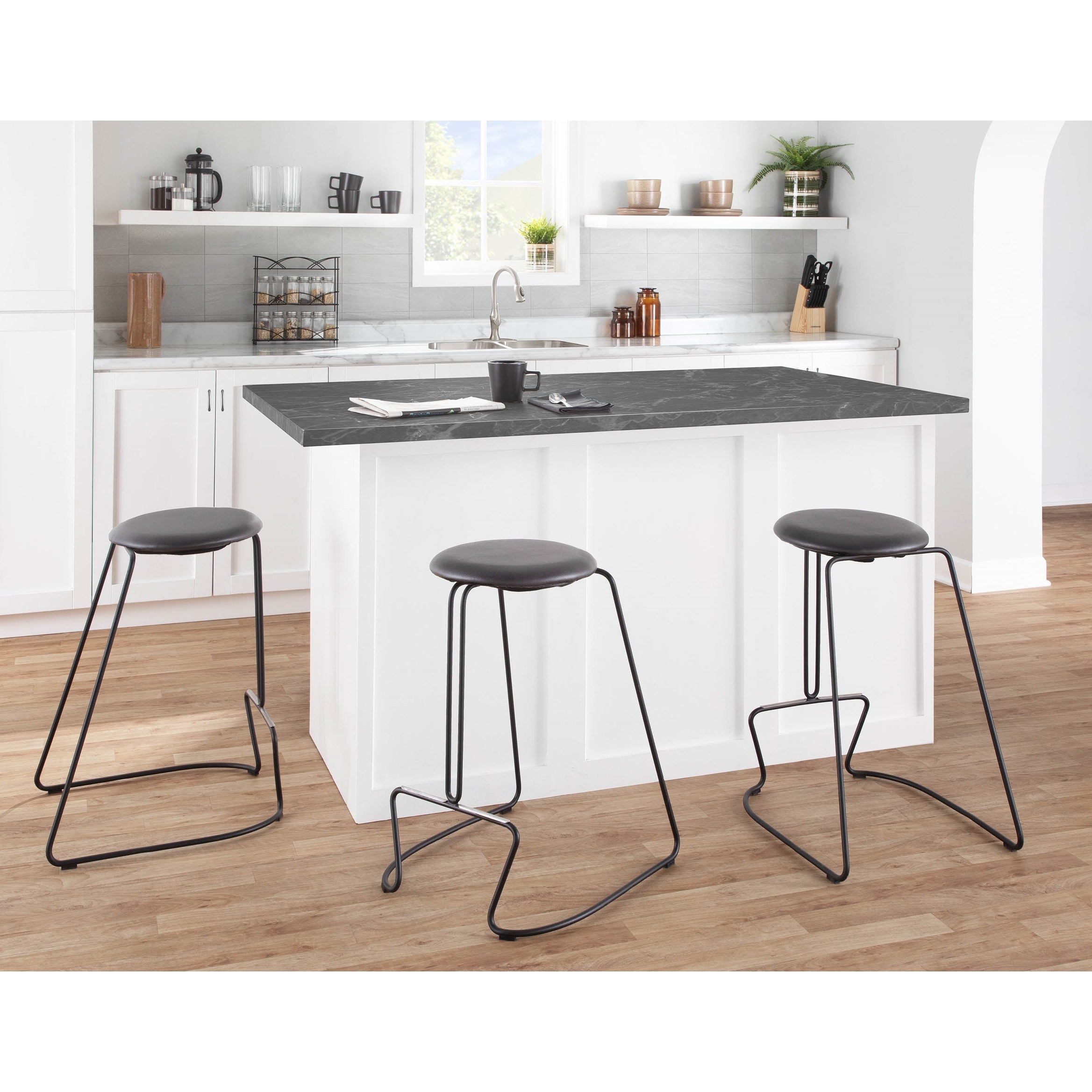 Strick Bolton Anya Counter Stool in Black Metal Set of 2 On