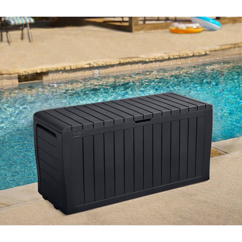Keter Marvel Plus 71 Gallon Durable Resin Outdoor Storage Deck Box For Furniture and Supplies