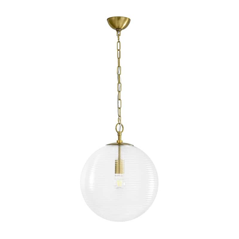 1-Light Mid-century Modern Rippled Glass Globe Single Pendant