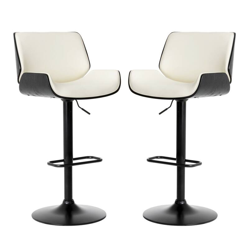 Glitzhome 46"H Mid-Century Modern Adjustable Swivel Bar Stool Set of 2