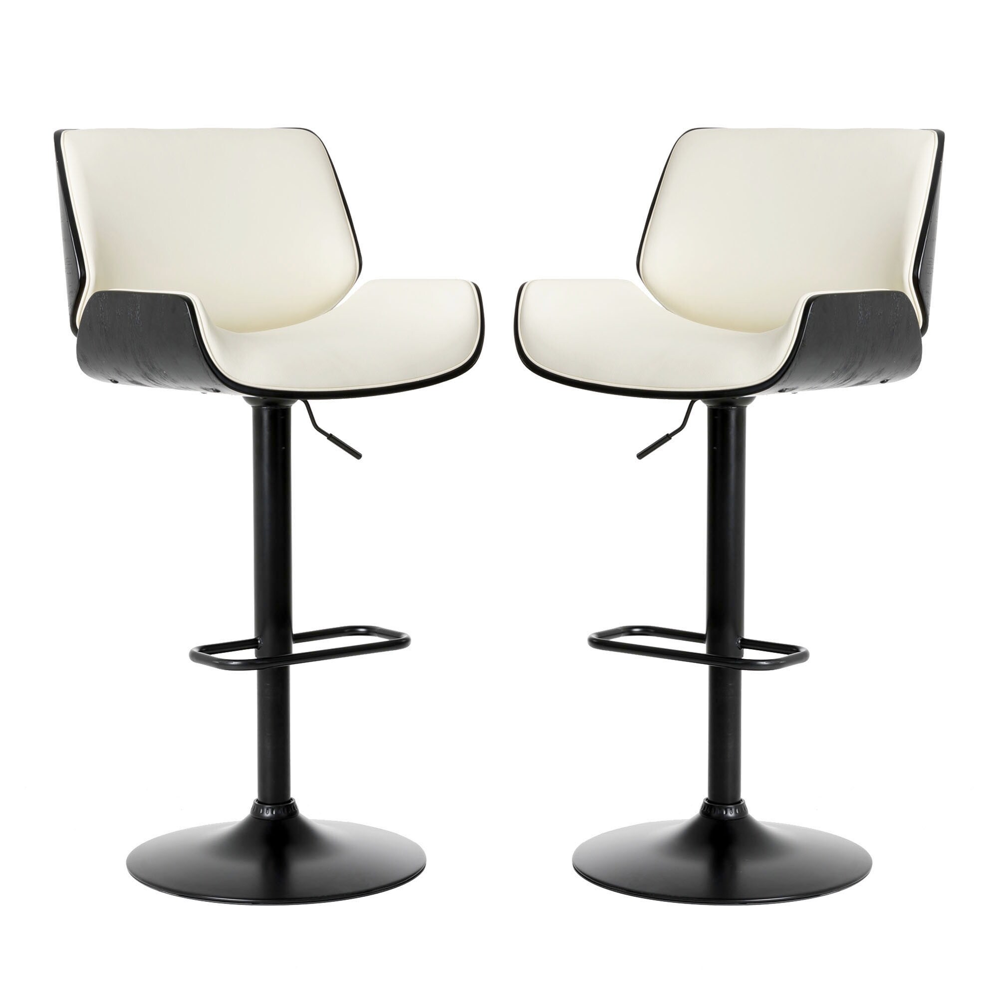 Glitzhome Set of 2 or 4 Modern Height Adjustable Faux Leather Swivel Bar Stools