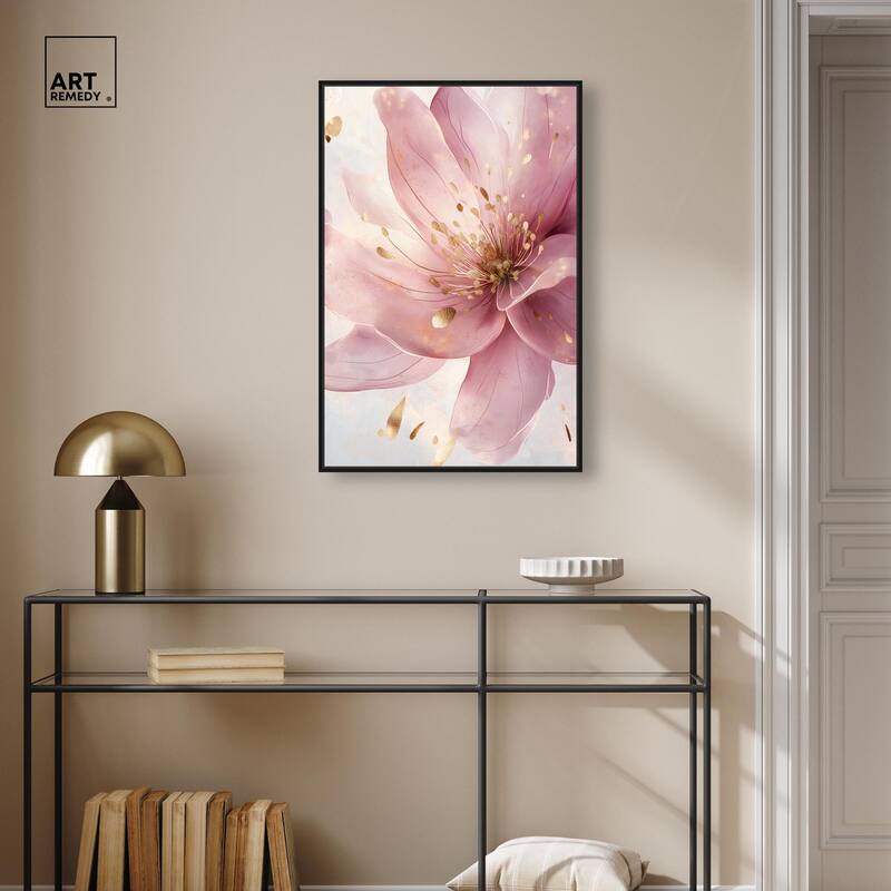 Pink and Gold Bloom Canvas by Art Remedy