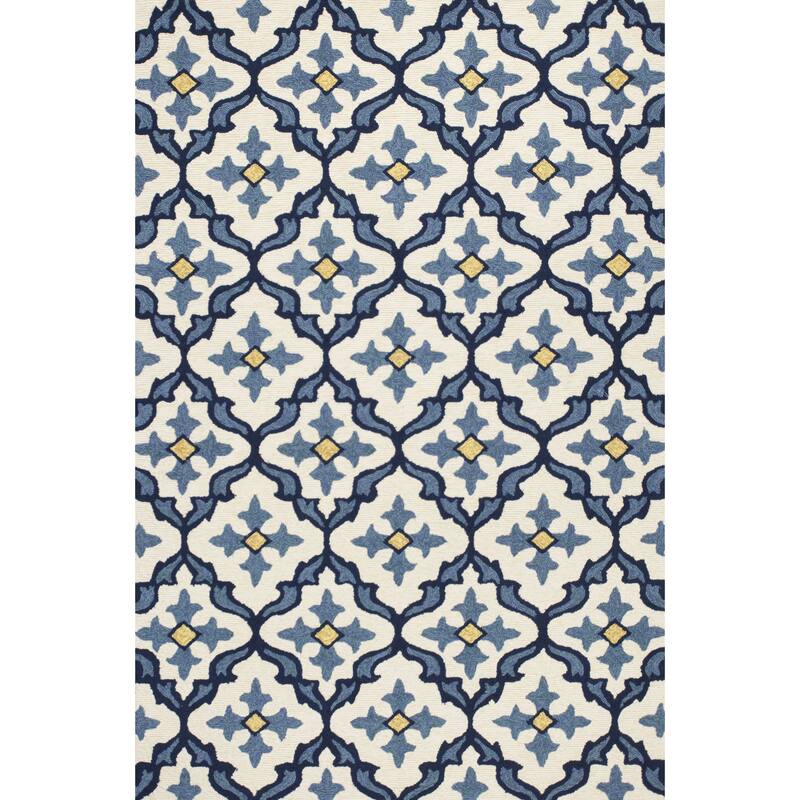Bero Abstract Shapes Weather Resistant Classic Elegance Hand-Woven Outdoor Rug