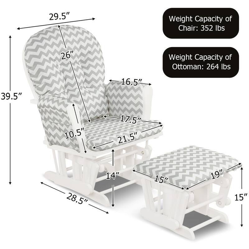 Gymax Baby Nursery Relax Rocker Rocking Chair Glider & Ottoman Set w/