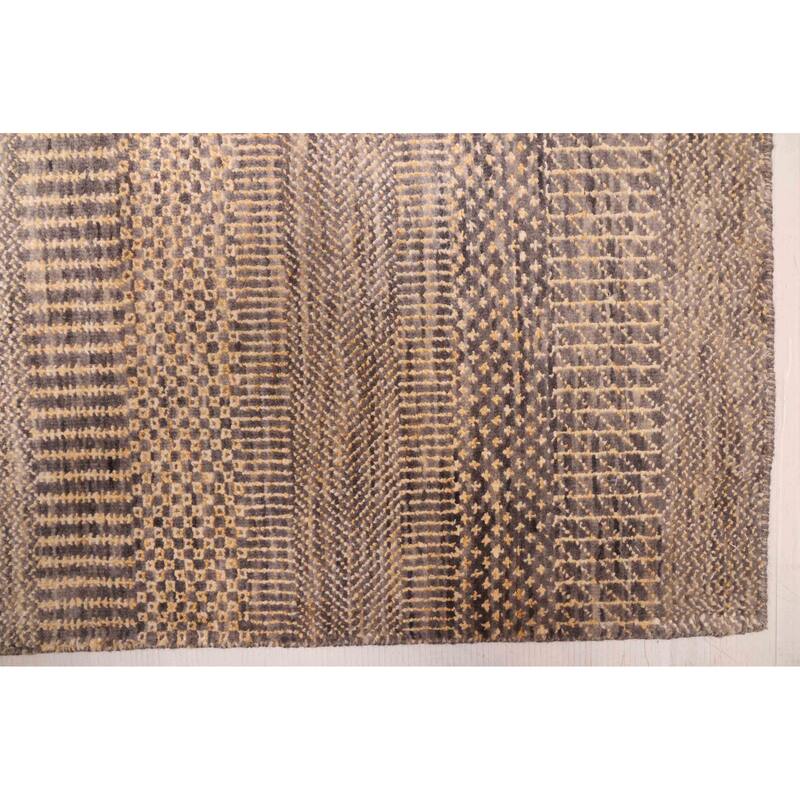 ECARPETGALLERY Hand-knotted Finest Silk Shadow Dark Grey Silk, Wool Rug - 2'6 x 14'1