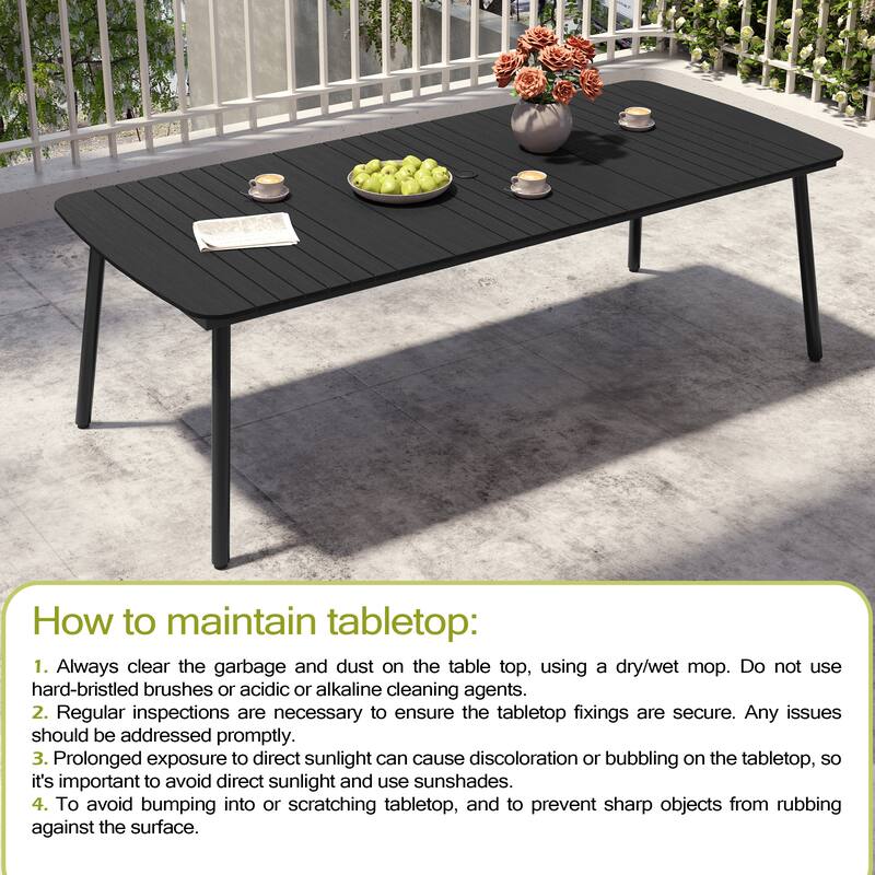 Pellebant Patio Dining Table Rectangular Aluminum Outdoor Table