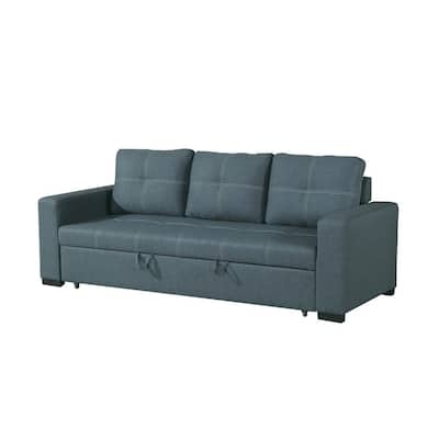 Poly fiber Fabric Convertible Sofa In Grey