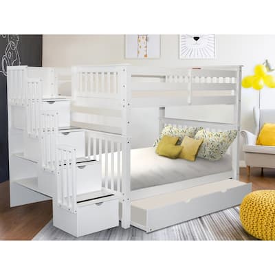 Taylor & Olive Trillium Full over Full Stairway Bunk Bed, Full Trundle